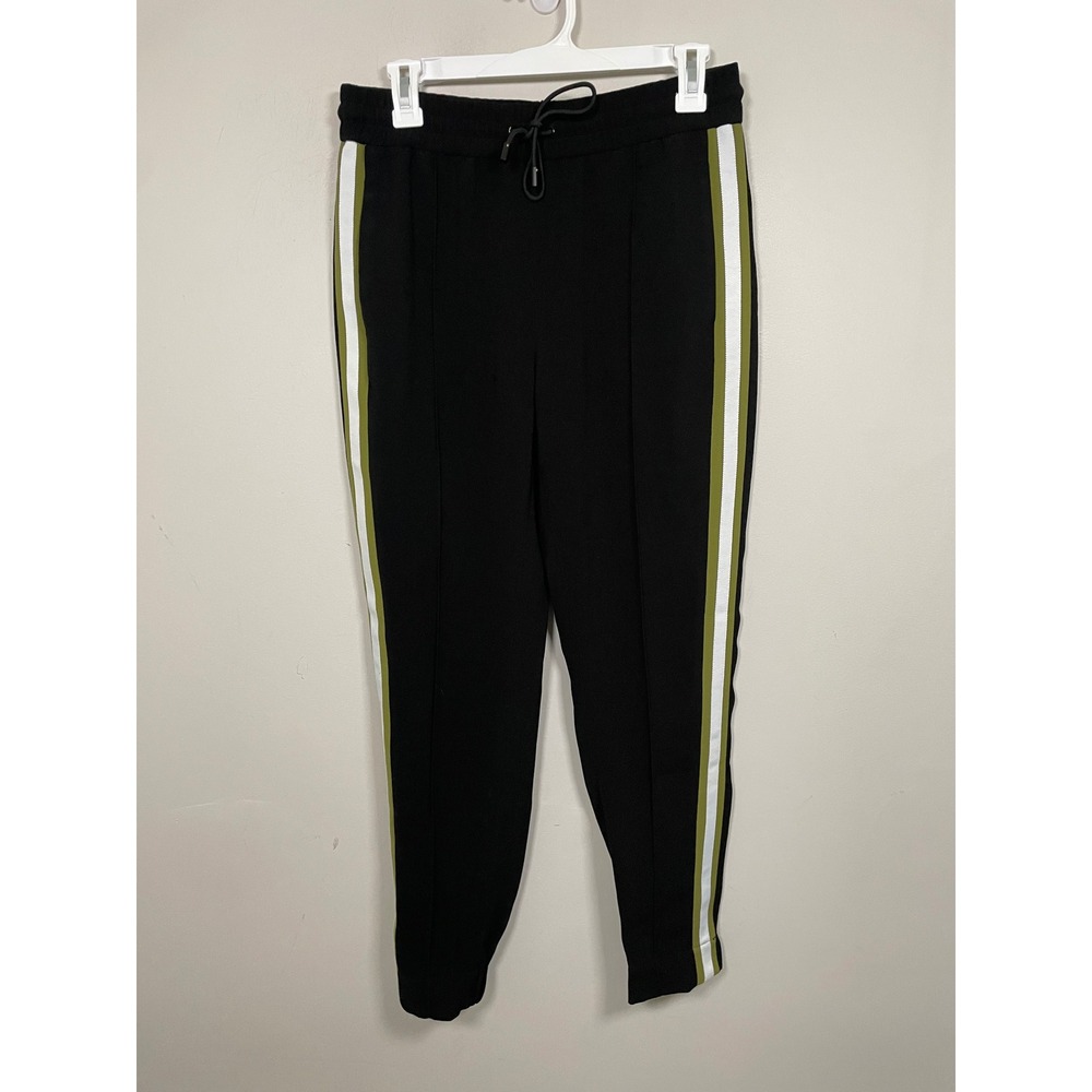 Me+Em Black Green‎ Trim Taper Jogger Pants Size 6 Modern Comfort Contemporary